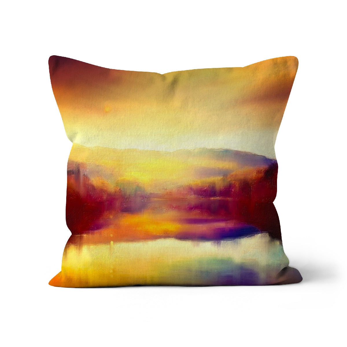 Loch Faskally Dusk Art Gifts Cushion | Scottish Lochs &amp; Mountains Art Gallery | Paintings, Prints, Homeware and Art Gifts From Scotland By Scottish Artist Kevin Hunter