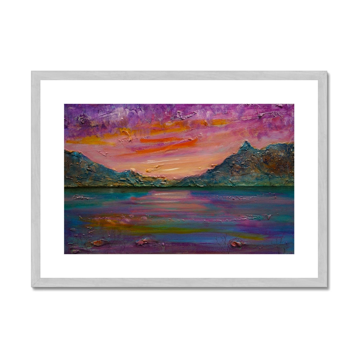 Loch Leven Sunset Painting | Antique Framed & Mounted Prints From Scotland