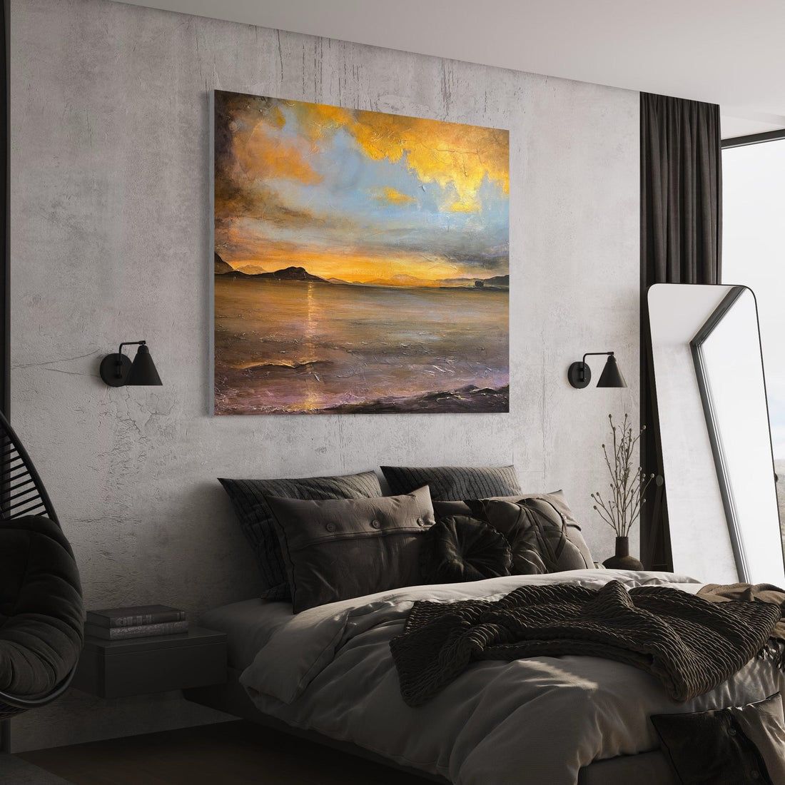 Loch Linnhe Sunset 60x50 inch Stretched Canvas Statement Wall Art