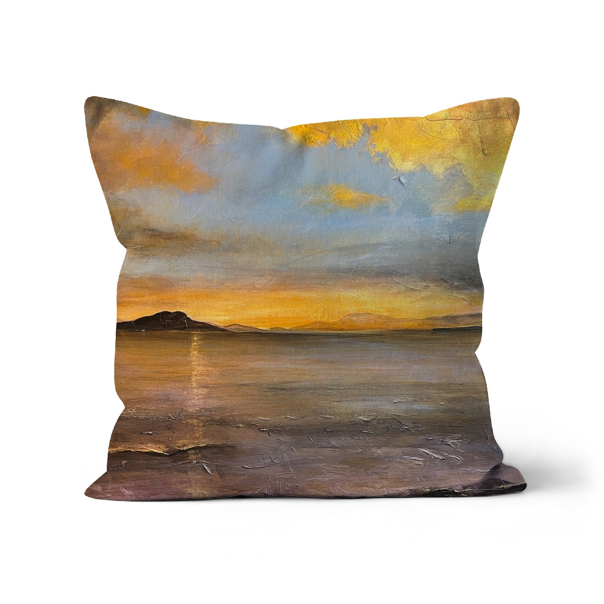 Loch Linnhe Sunset Art Gifts Cushion | Scottish Lochs & Mountains Art Gallery | Paintings, Prints, Homeware and Art Gifts From Scotland By Scottish Artist Kevin Hunter