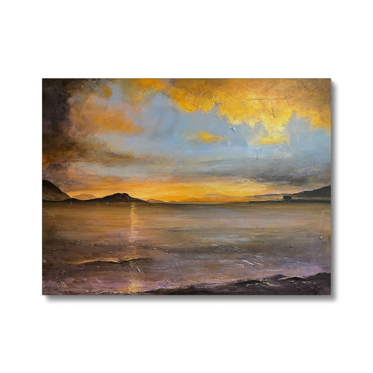 Loch Linnhe Sunset Painting | Canvas From Scotland-Contemporary Stretched Canvas Prints-Scottish Lochs & Mountains Art Gallery-24"x18"-Paintings, Prints, Homeware, Art Gifts From Scotland By Scottish Artist Kevin Hunter