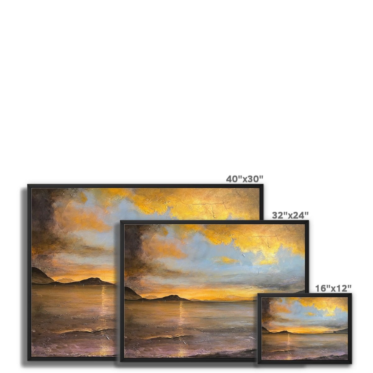 Loch Linnhe Sunset Painting | Framed Canvas From Scotland-Floating Framed Canvas Prints-Scottish Lochs & Mountains Art Gallery-Paintings, Prints, Homeware, Art Gifts From Scotland By Scottish Artist Kevin Hunter