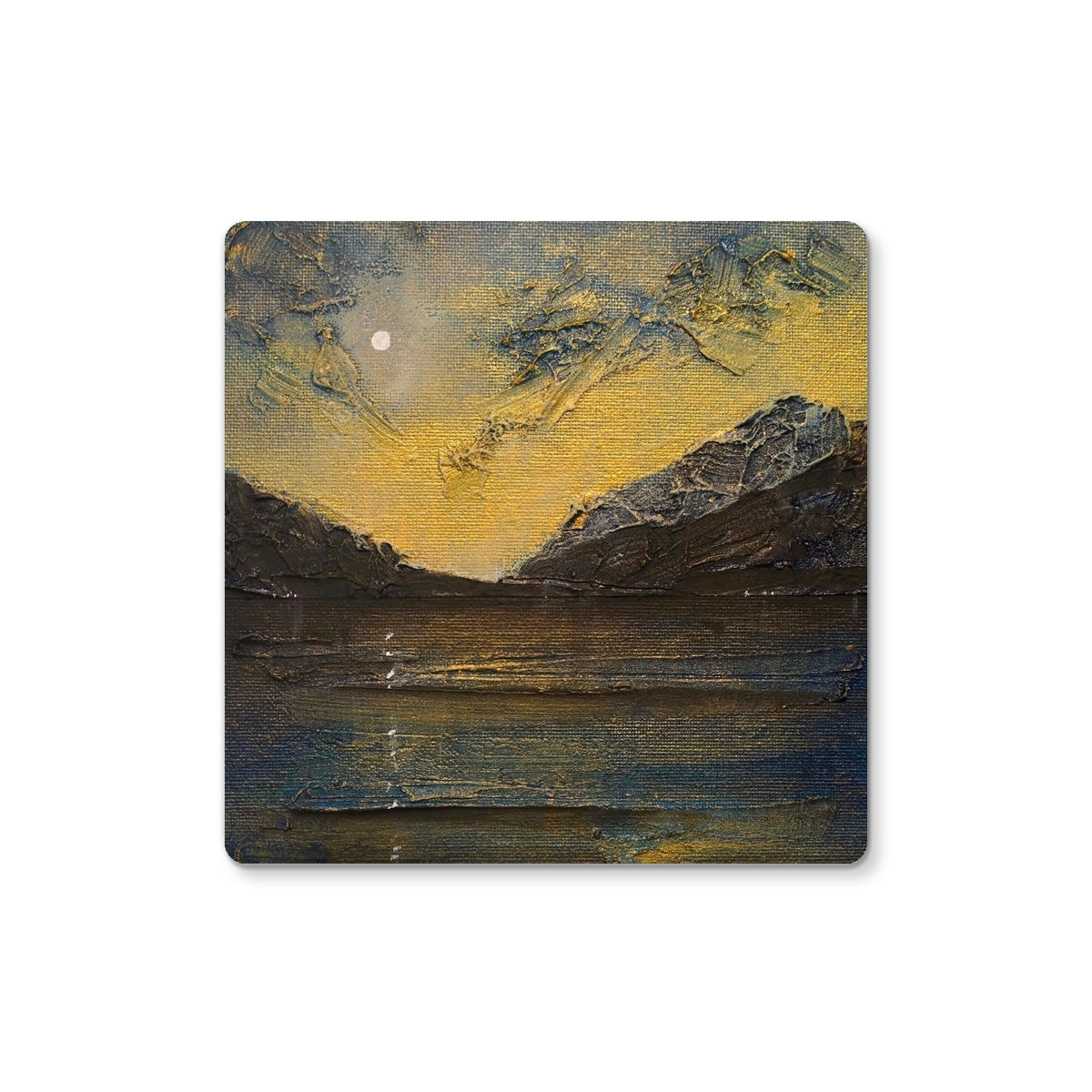 Loch Lomond Moonlight | Scottish Art Gifts | Coaster | Scottish Lochs & Mountains Art Gallery | Paintings, Prints, Homeware and Art Gifts From Scotland By Scottish Artist Kevin Hunter