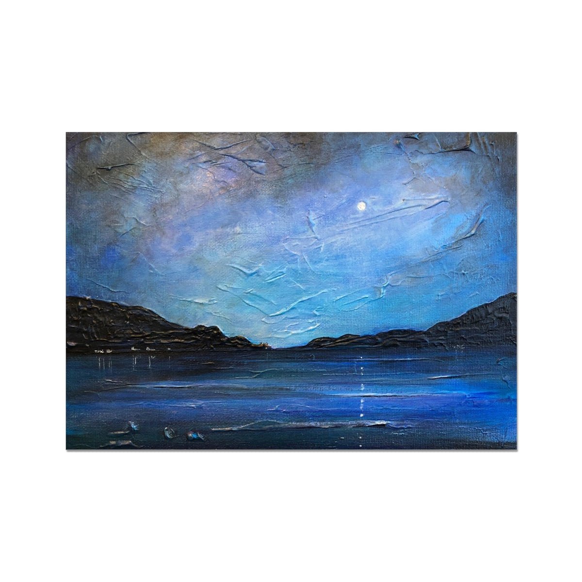Loch Ness Moonlight Painting | Fine Art Prints From Scotland-Unframed Prints-Scottish Lochs & Mountains Art Gallery-A2 Landscape-Paintings, Prints, Homeware, Art Gifts From Scotland By Scottish Artist Kevin Hunter