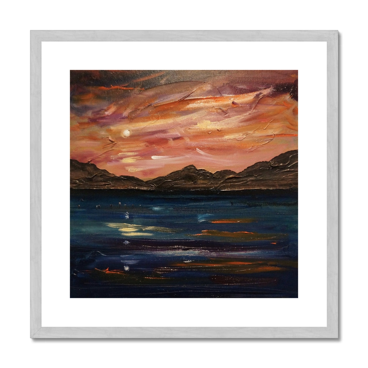 Loch Ness Moonset Painting | Antique Framed & Mounted Prints From Scotland