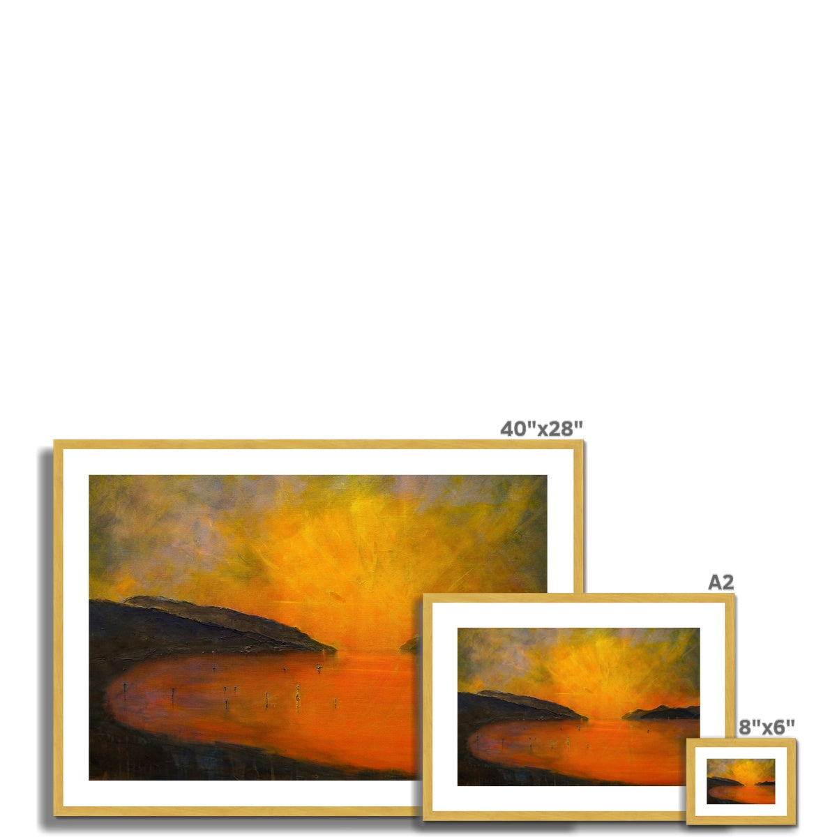 Loch Ness Sunset Painting | Antique Framed & Mounted Prints From Scotland