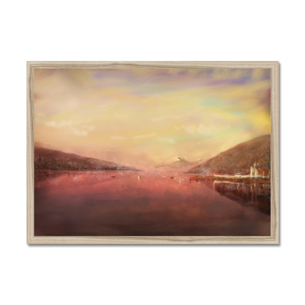 Loch Tay Painting | Framed Prints From Scotland-Framed Prints-Scottish Lochs & Mountains Art Gallery-A2 Landscape-Natural Frame-Paintings, Prints, Homeware, Art Gifts From Scotland By Scottish Artist Kevin Hunter