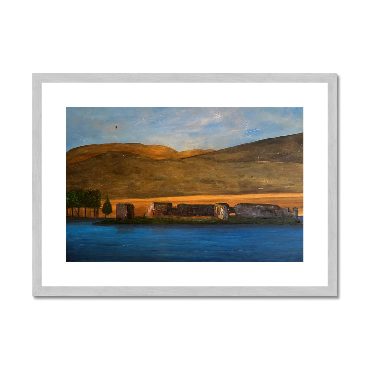 Lochindorb Castle Painting | Antique Framed & Mounted Prints From Scotland