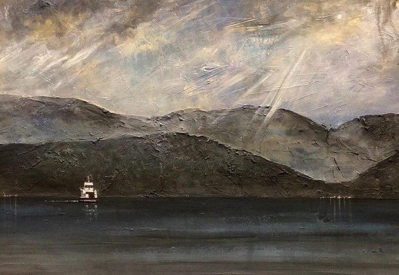 Lochranza Moonlit Ferry Art Prints from my Arran Art Gallery Collection