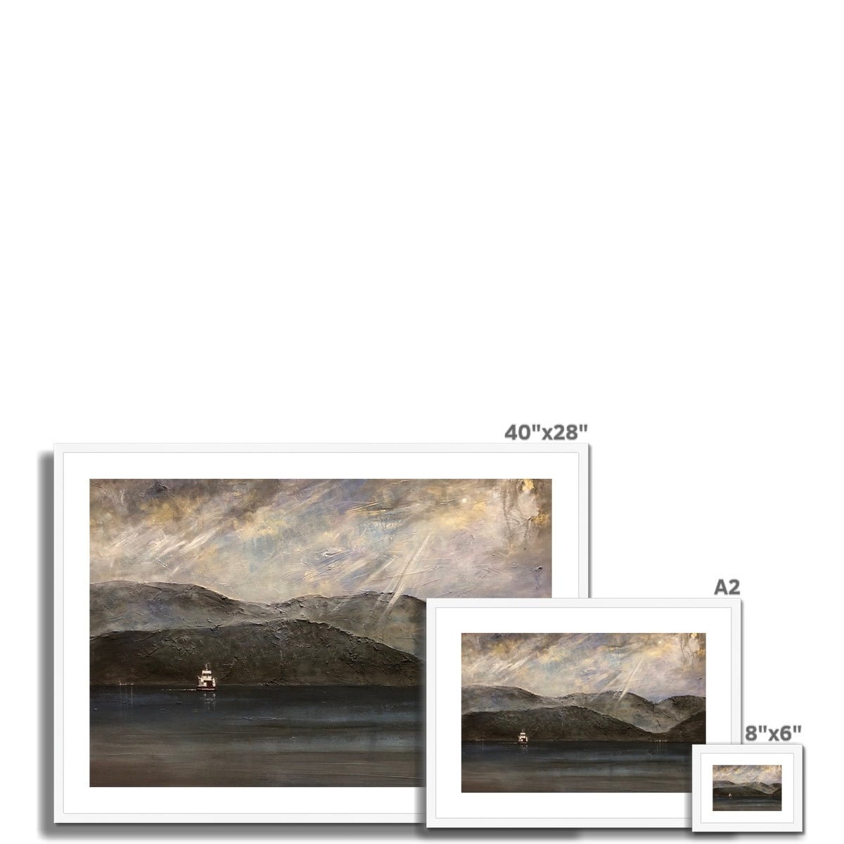 Lochranza Moonlit Ferry Painting | Framed & Mounted Prints From Scotland