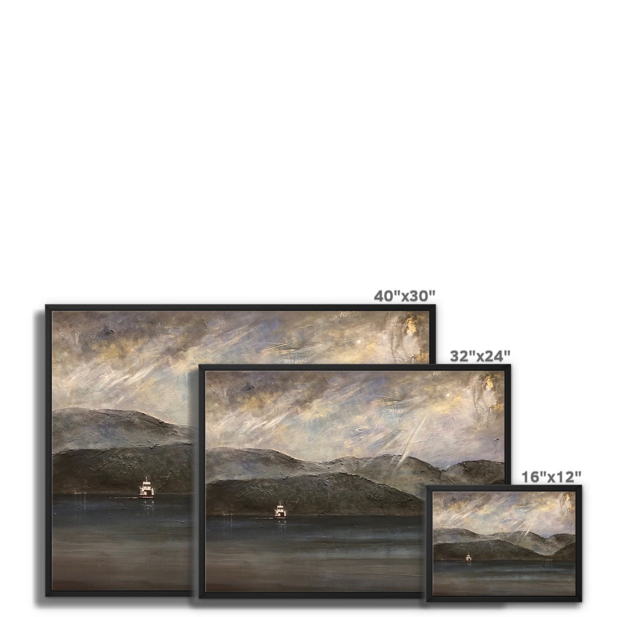 Lochranza Moonlit Ferry Painting | Framed Canvas Prints From Scotland