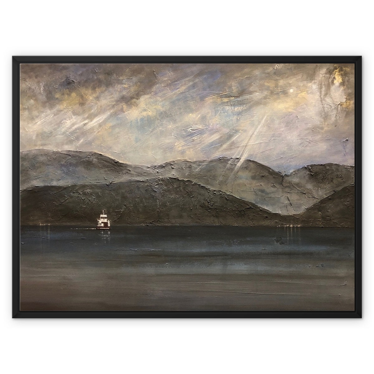 Lochranza Moonlit Ferry Painting | Framed Canvas Prints From Scotland