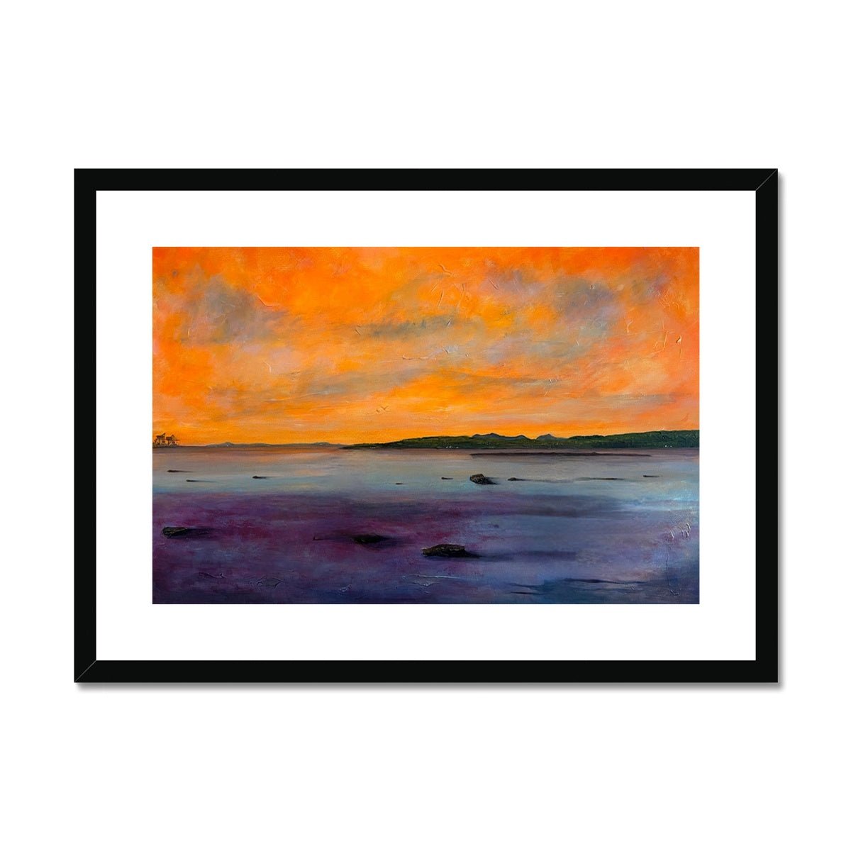 Looking From Largs Painting | Framed & Mounted Prints From Scotland-Framed & Mounted Prints-River Clyde Art Gallery-A2 Landscape-Black Frame-Paintings, Prints, Homeware, Art Gifts From Scotland By Scottish Artist Kevin Hunter