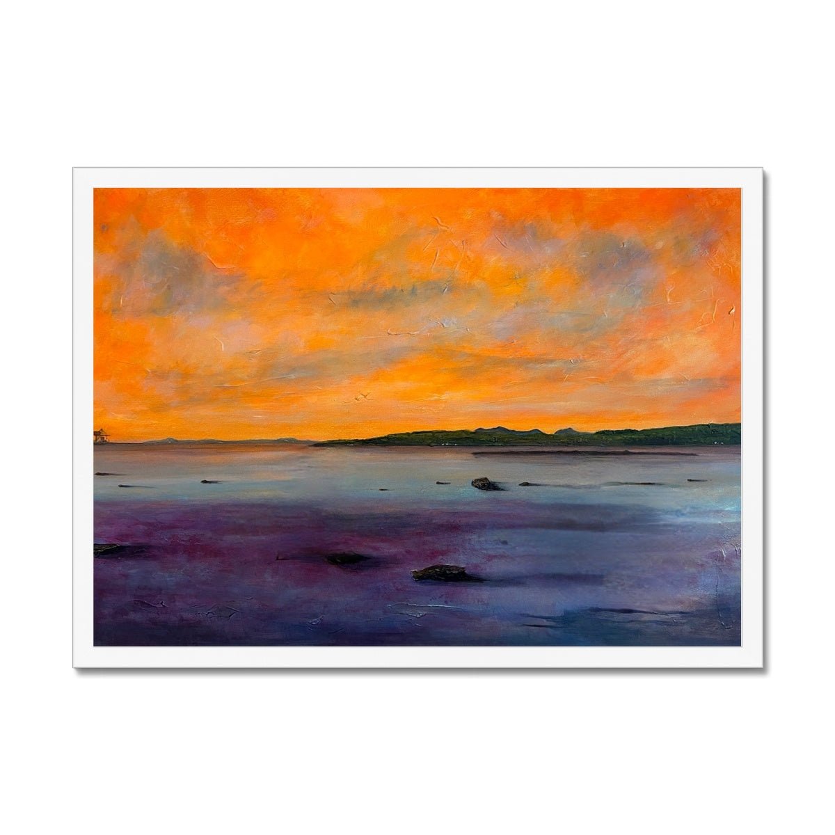 Looking From Largs Painting | Framed Prints From Scotland-Framed Prints-River Clyde Art Gallery-A2 Landscape-White Frame-Paintings, Prints, Homeware, Art Gifts From Scotland By Scottish Artist Kevin Hunter