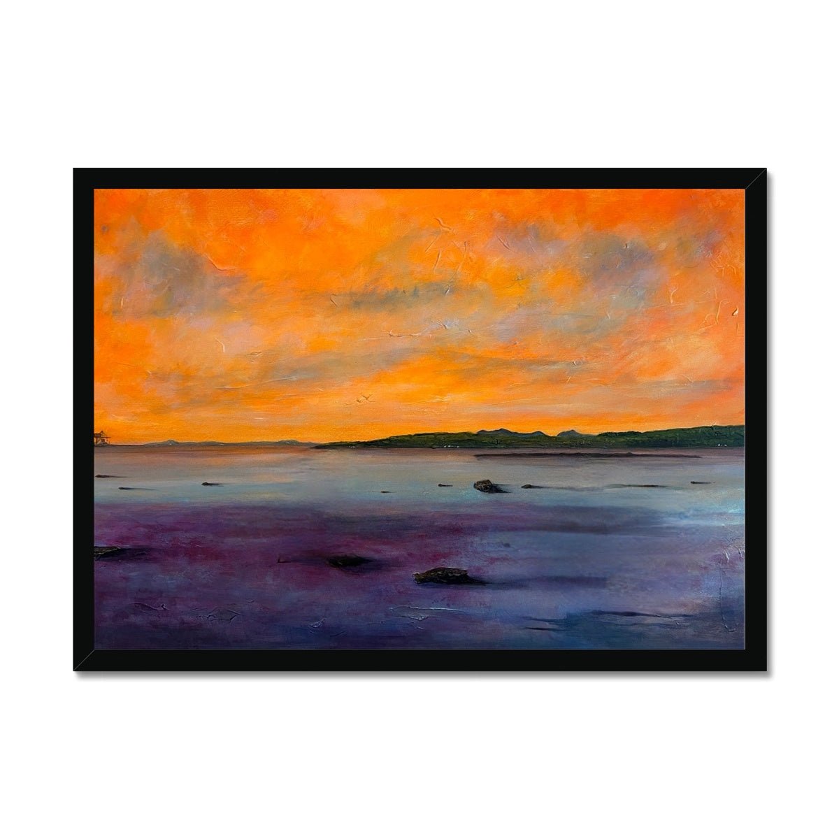 Looking From Largs Painting | Framed Prints From Scotland-Framed Prints-River Clyde Art Gallery-A2 Landscape-Black Frame-Paintings, Prints, Homeware, Art Gifts From Scotland By Scottish Artist Kevin Hunter