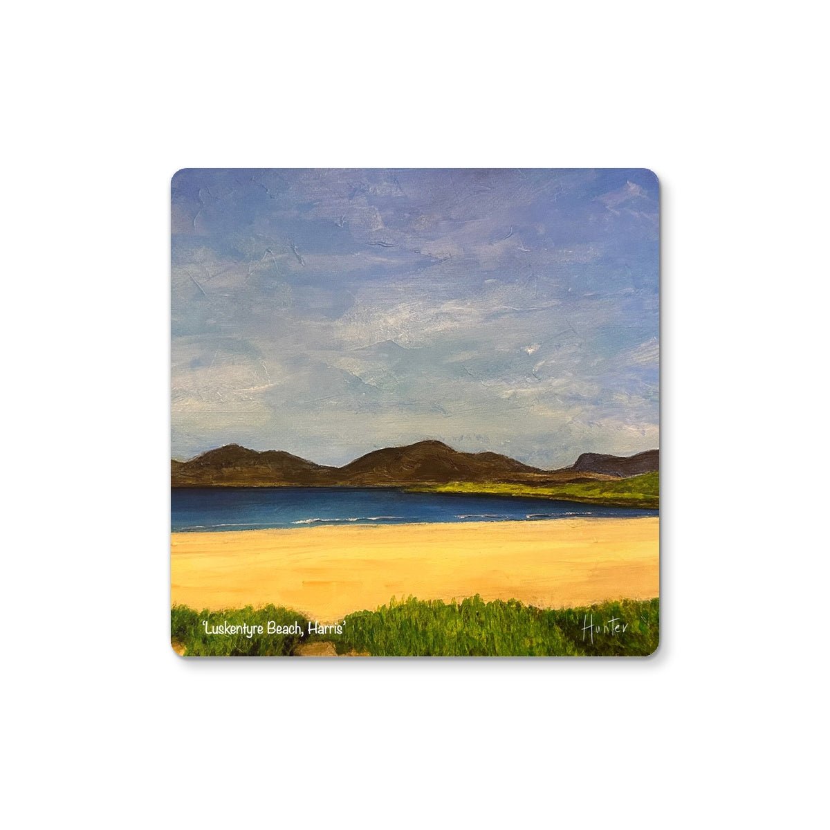 Luskentyre Beach Harris Art Gifts Coaster-Coasters-Hebridean Islands Art Gallery-4 Coasters-Paintings, Prints, Homeware, Art Gifts From Scotland By Scottish Artist Kevin Hunter