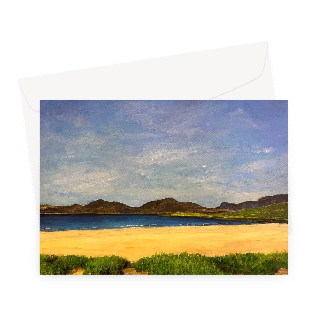 Luskentyre Beach Harris Art Gifts Greeting Card-Greetings Cards-Hebridean Islands Art Gallery-A5 Landscape-1 Card-Paintings, Prints, Homeware, Art Gifts From Scotland By Scottish Artist Kevin Hunter