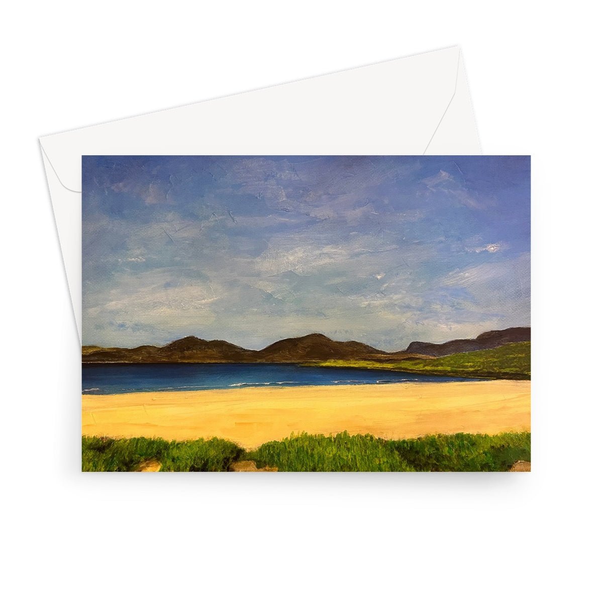 Luskentyre Beach Harris Art Gifts Greeting Card-Greetings Cards-Hebridean Islands Art Gallery-7"x5"-1 Card-Paintings, Prints, Homeware, Art Gifts From Scotland By Scottish Artist Kevin Hunter