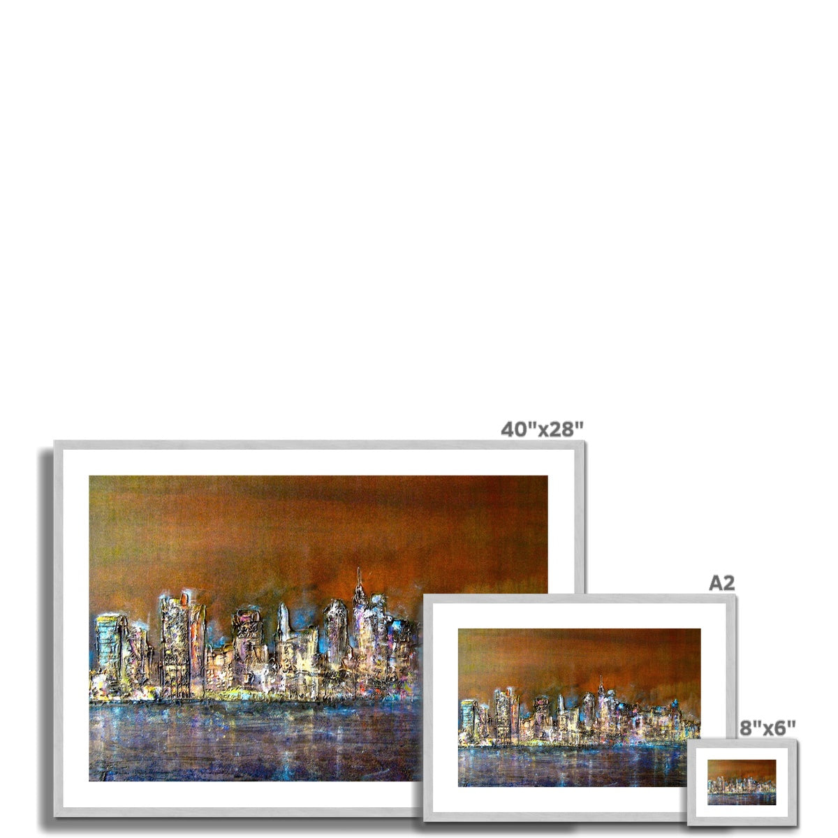 Manhattan Nights Painting | Antique Framed & Mounted Prints From Scotland