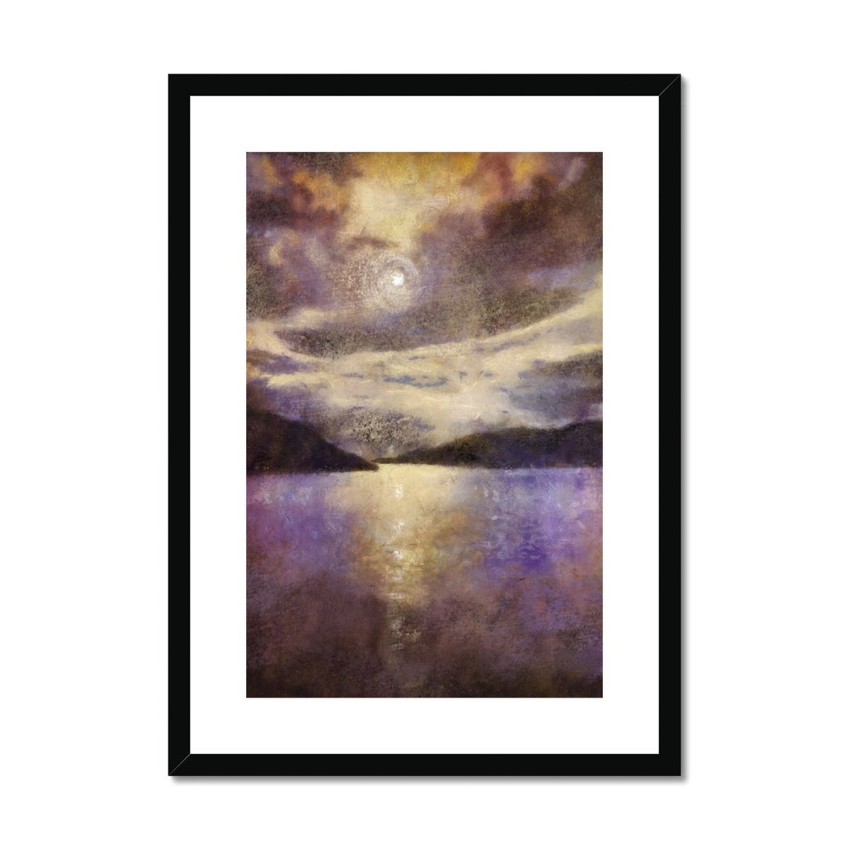 Moonlight Meets Lewis & Harris Painting | Framed & Mounted Prints From Scotland-Framed & Mounted Prints-Hebridean Islands Art Gallery-A2 Portrait-Black Frame-Paintings, Prints, Homeware, Art Gifts From Scotland By Scottish Artist Kevin Hunter