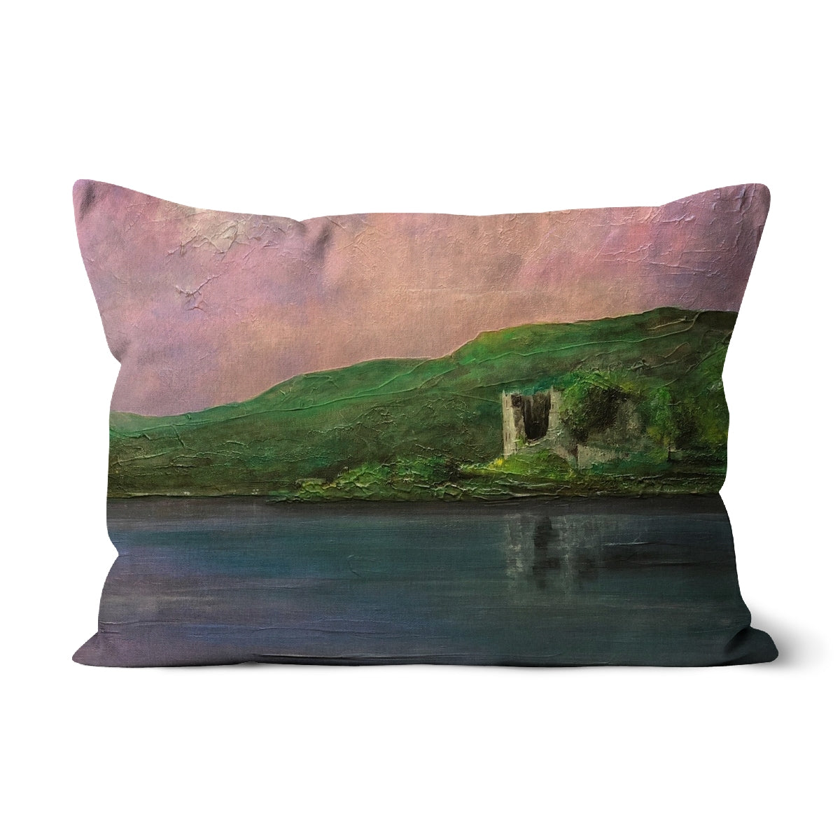 Old Castle Lachlan Art Gifts Cushion | Historic &amp; Iconic Scotland Art Gallery | Paintings, Prints, Homeware and Art Gifts From Scotland By Scottish Artist Kevin Hunter