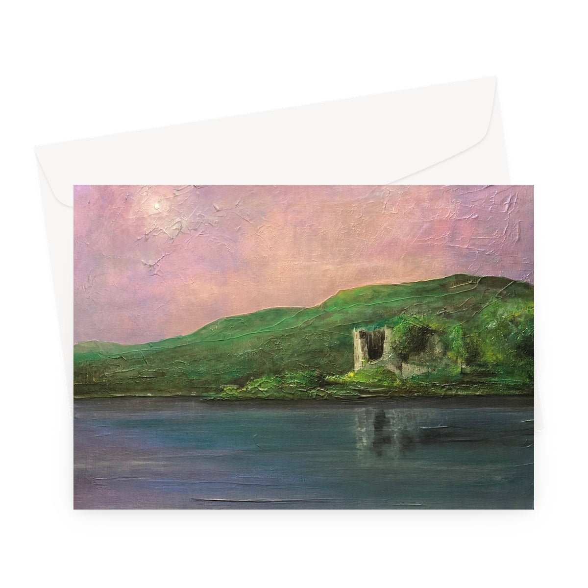 Old Castle Lachlan Scottish Art Gifts Greeting Card | Historic & Iconic Scotland Art Gallery | Paintings, Prints, Homeware and Art Gifts From Scotland By Scottish Artist Kevin Hunter