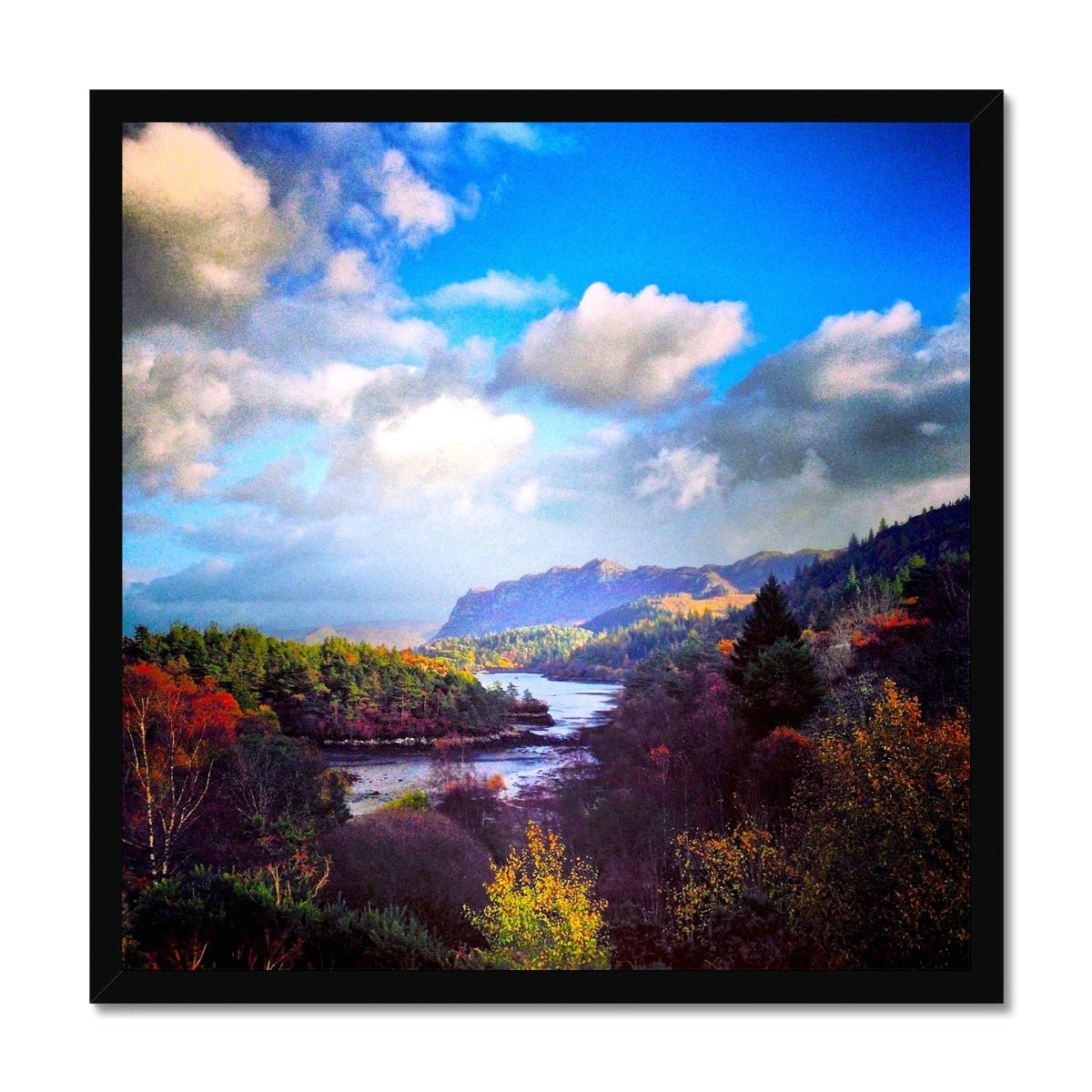 Plockton Scottish Highlands Painting | Framed Prints From Scotland-Framed Prints-Scottish Highlands & Lowlands Art Gallery-20"x20"-Black Frame-Paintings, Prints, Homeware, Art Gifts From Scotland By Scottish Artist Kevin Hunter