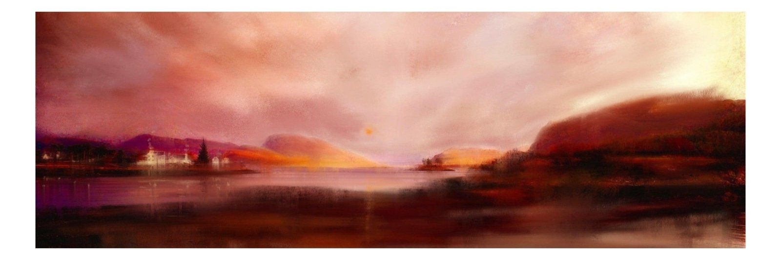 Plockton Sunset | Panoramic Painting & Art Prints | Scottish Highlands & Lowlands Art Gallery | Paintings, Prints, Homeware and Art Gifts From Scotland By Scottish Artist Kevin Hunter