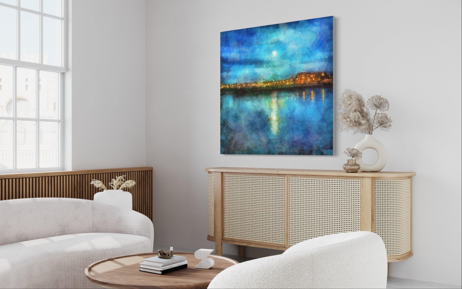 Portobello Moonlight 50x50 inch Stretched Canvas Print from my Edinburgh & Glasgow Art Gallery Collection