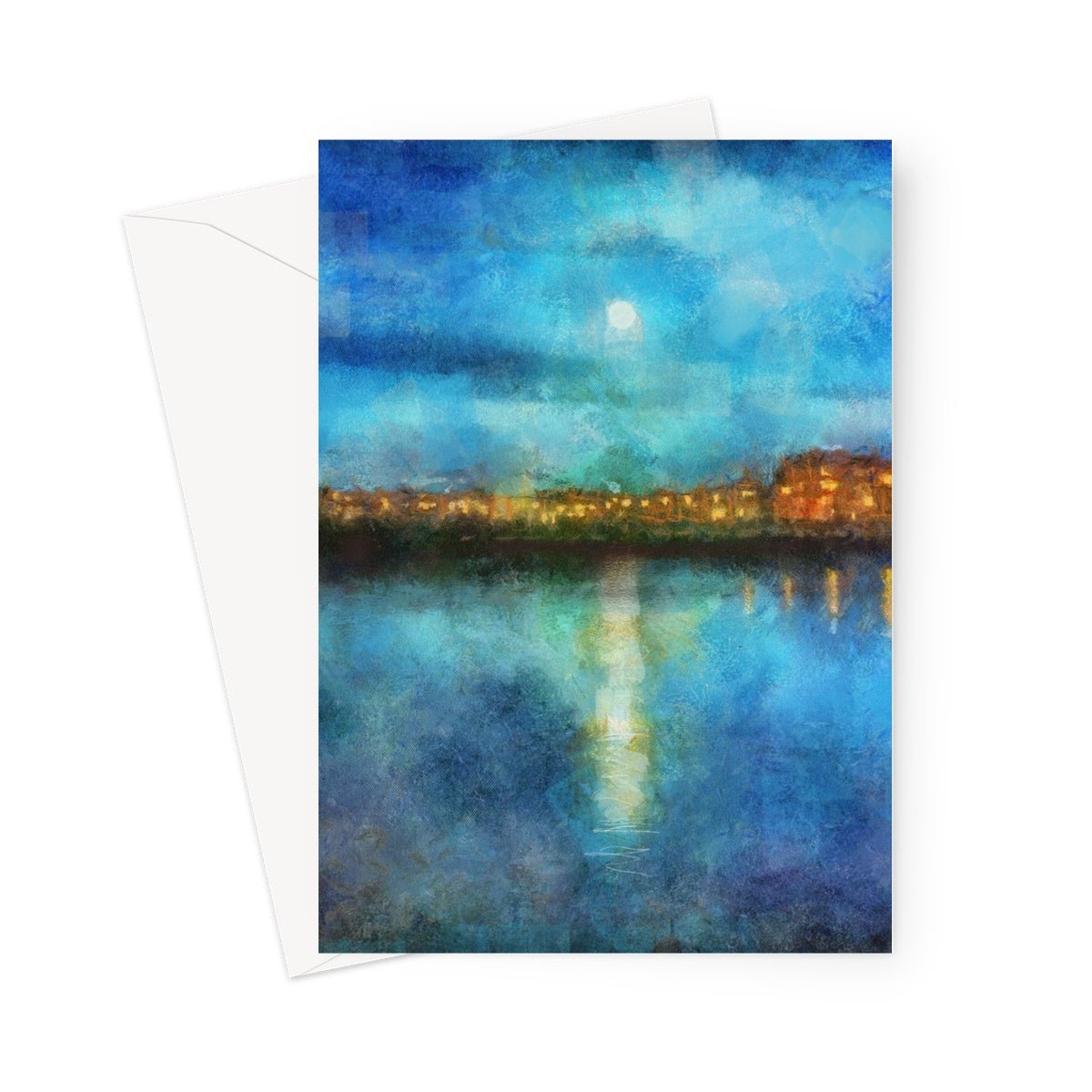 Portobello Moonlight Edinburgh Scottish Art Gifts Greeting Card