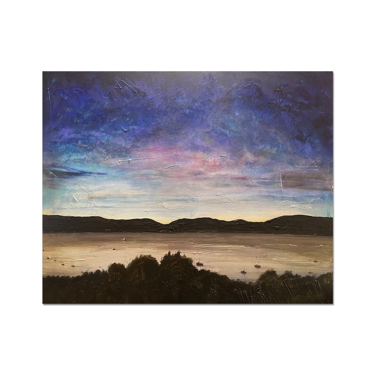 River Clyde Twilight Painting | Artist Proof Collector Prints From Scotland-Artist Proof Collector Prints-River Clyde Art Gallery-20"x16"-Paintings, Prints, Homeware, Art Gifts From Scotland By Scottish Artist Kevin Hunter
