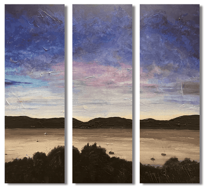 River Clyde Twilight Painting Signed Fine Art Triptych Canvas