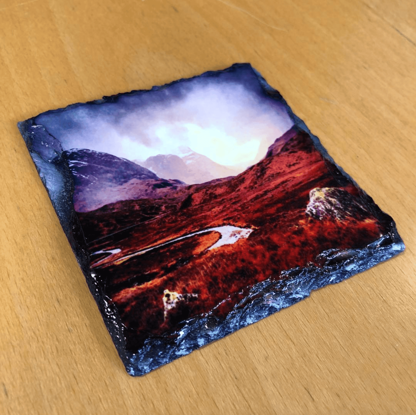River Clyde Twilight Slate Art-Slate Art-River Clyde Art Gallery-Paintings, Prints, Homeware, Art Gifts From Scotland By Scottish Artist Kevin Hunter