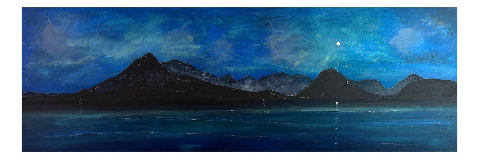 Skye Prussian Twilight | Panoramic Painting & Art Prints | Skye Art Gallery | Paintings, Prints, Homeware and Art Gifts From Scotland By Scottish Artist Kevin Hunter