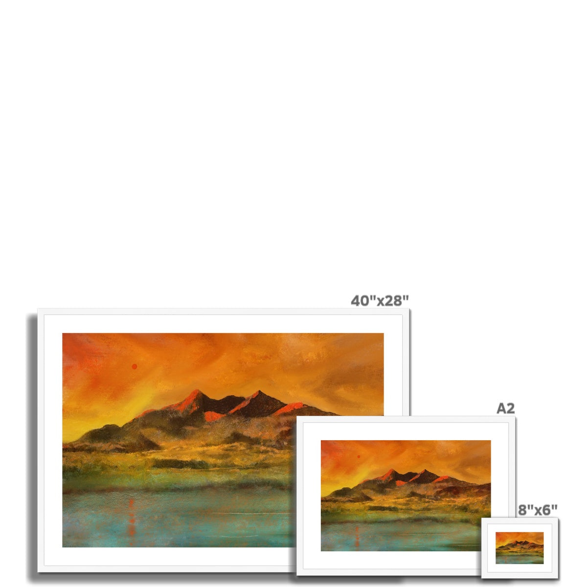 Skye Red Moon Cuillin Painting | Framed &amp; Mounted Prints From Scotland