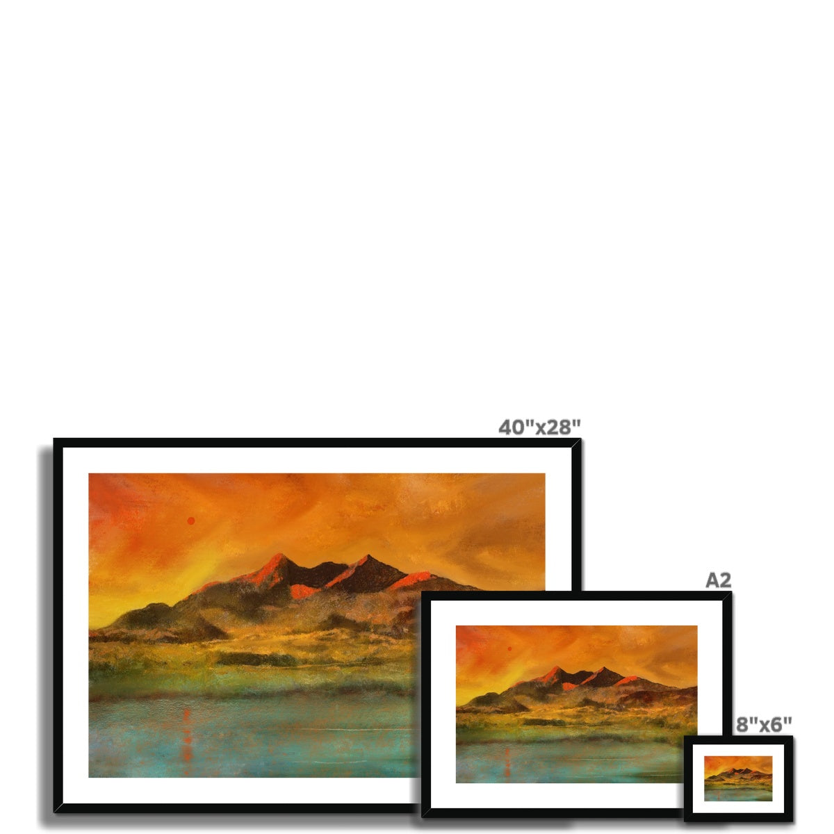 Skye Red Moon Cuillin Painting | Framed &amp; Mounted Prints From Scotland