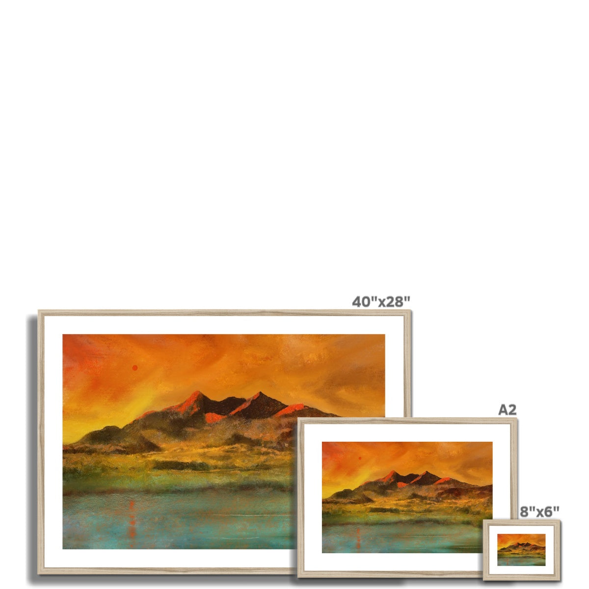 Skye Red Moon Cuillin Painting | Framed & Mounted Prints From Scotland