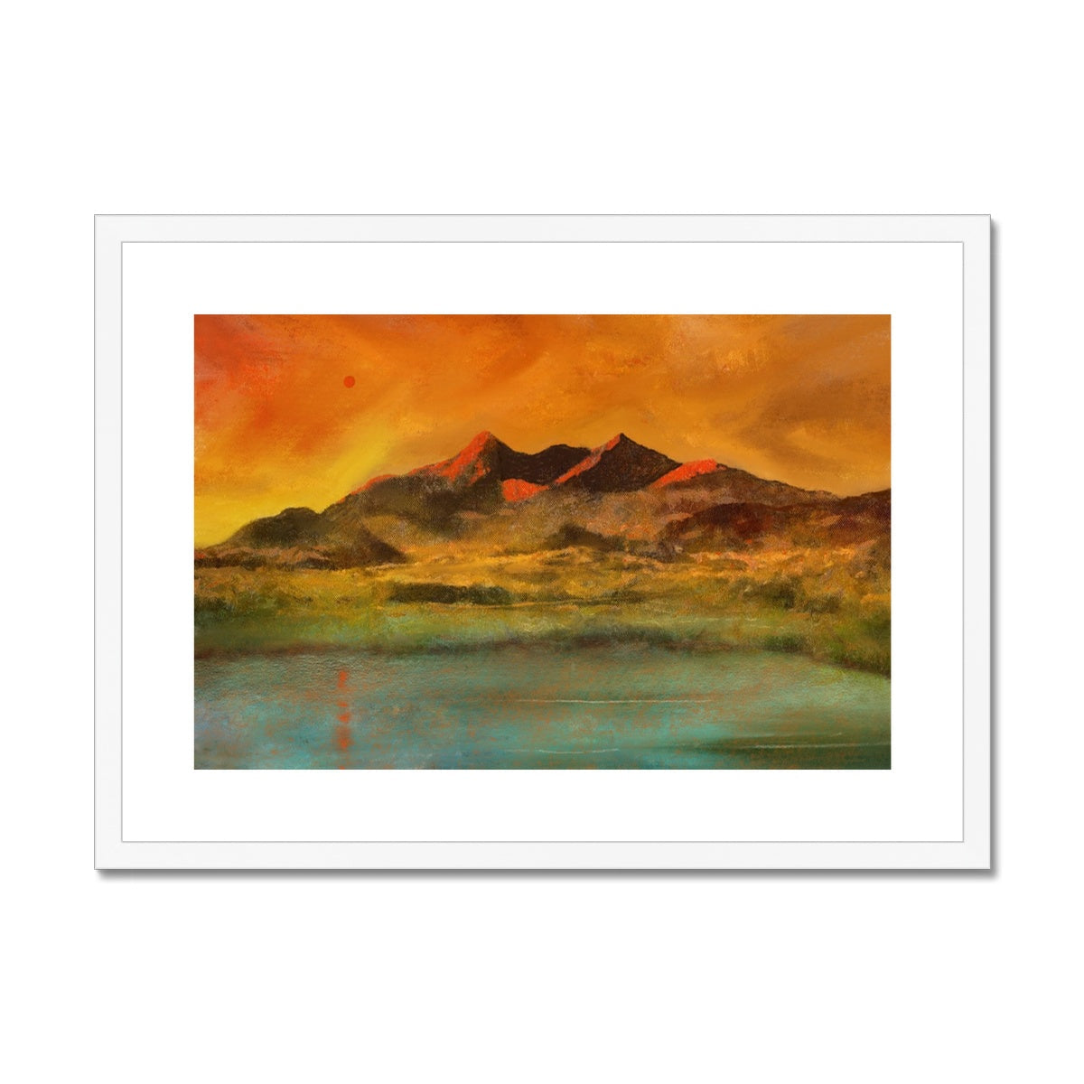 Skye Red Moon Cuillin Painting | Framed &amp; Mounted Prints From Scotland