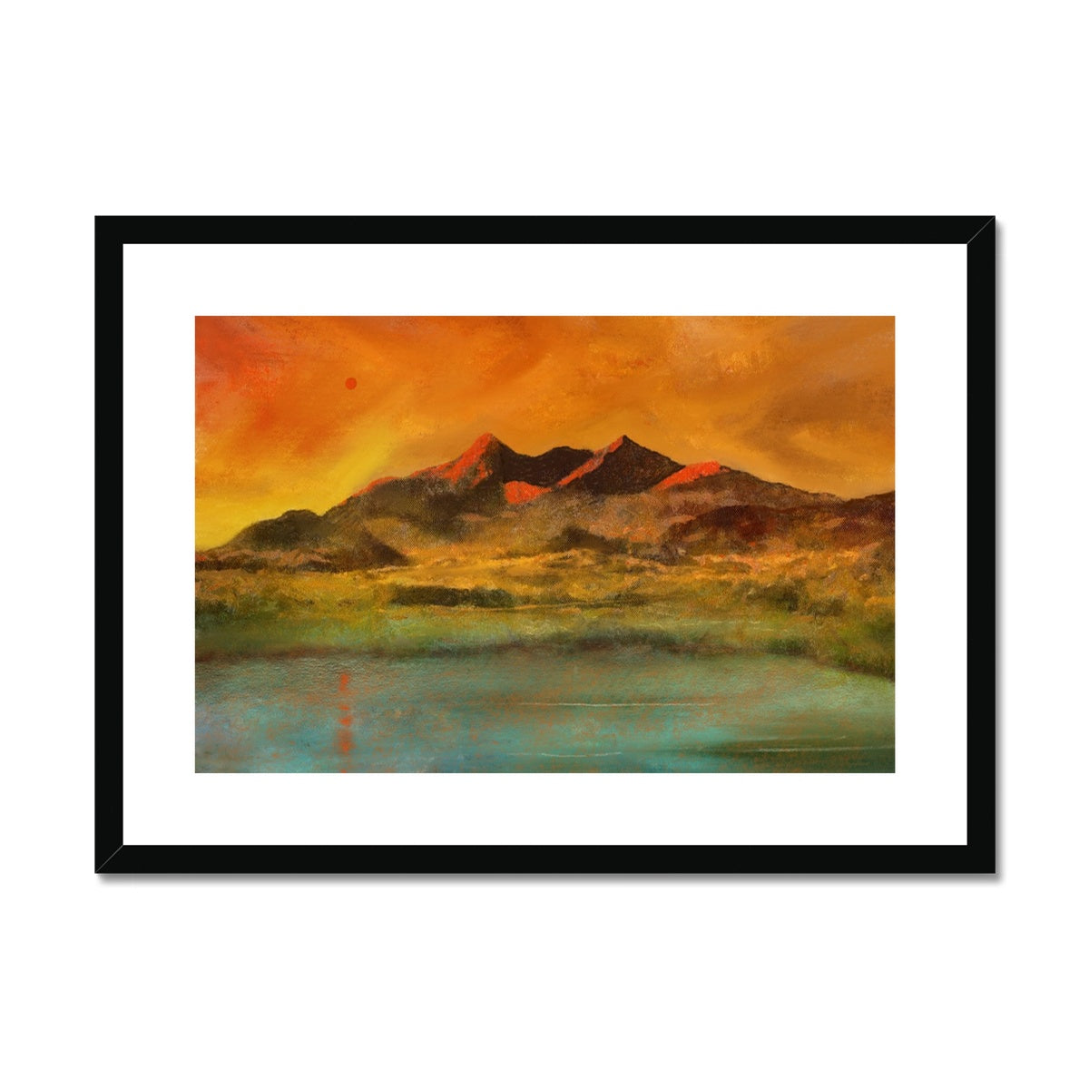 Skye Red Moon Cuillin Painting | Framed & Mounted Prints From Scotland