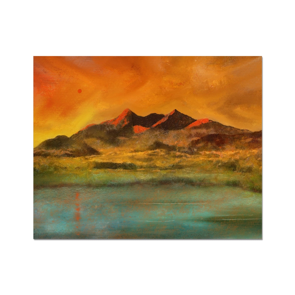 Skye Red Moon Cuillin Painting | Artist Proof Collector Prints From Scotland