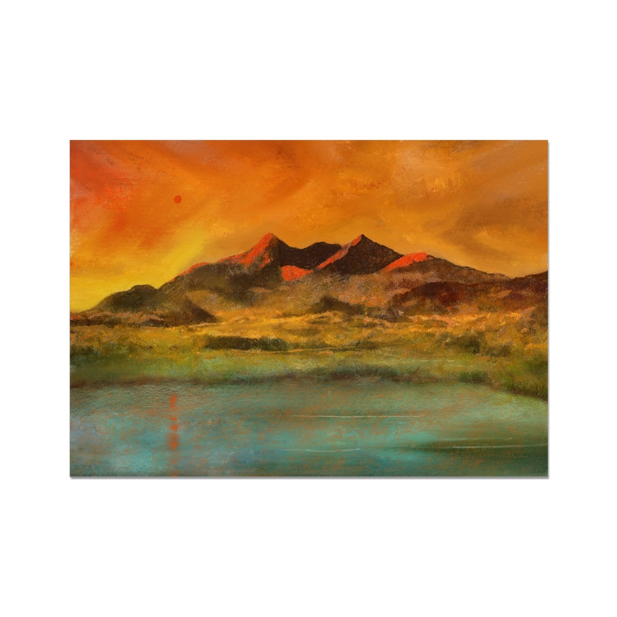 Skye Red Moon Cuillin Painting | Signed Art Prints From Scotland | By Scottish Artist Hunter