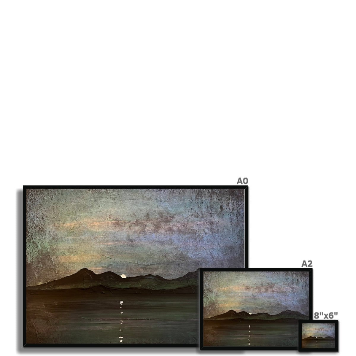 Sleeping Warrior Moonlight Arran Painting | Framed Prints From Scotland-Framed Prints-Arran Art Gallery-Paintings, Prints, Homeware, Art Gifts From Scotland By Scottish Artist Kevin Hunter