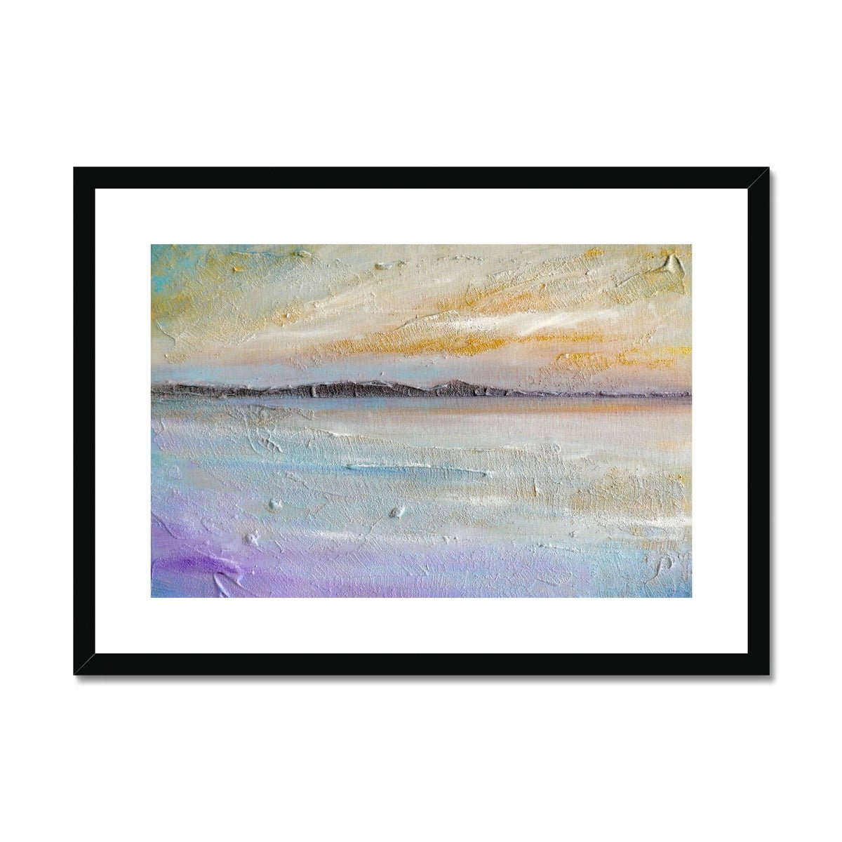 Sollas Beach North Uist Painting | Framed & Mounted Prints From Scotland-Framed & Mounted Prints-Hebridean Islands Art Gallery-A2 Landscape-Black Frame-Paintings, Prints, Homeware, Art Gifts From Scotland By Scottish Artist Kevin Hunter