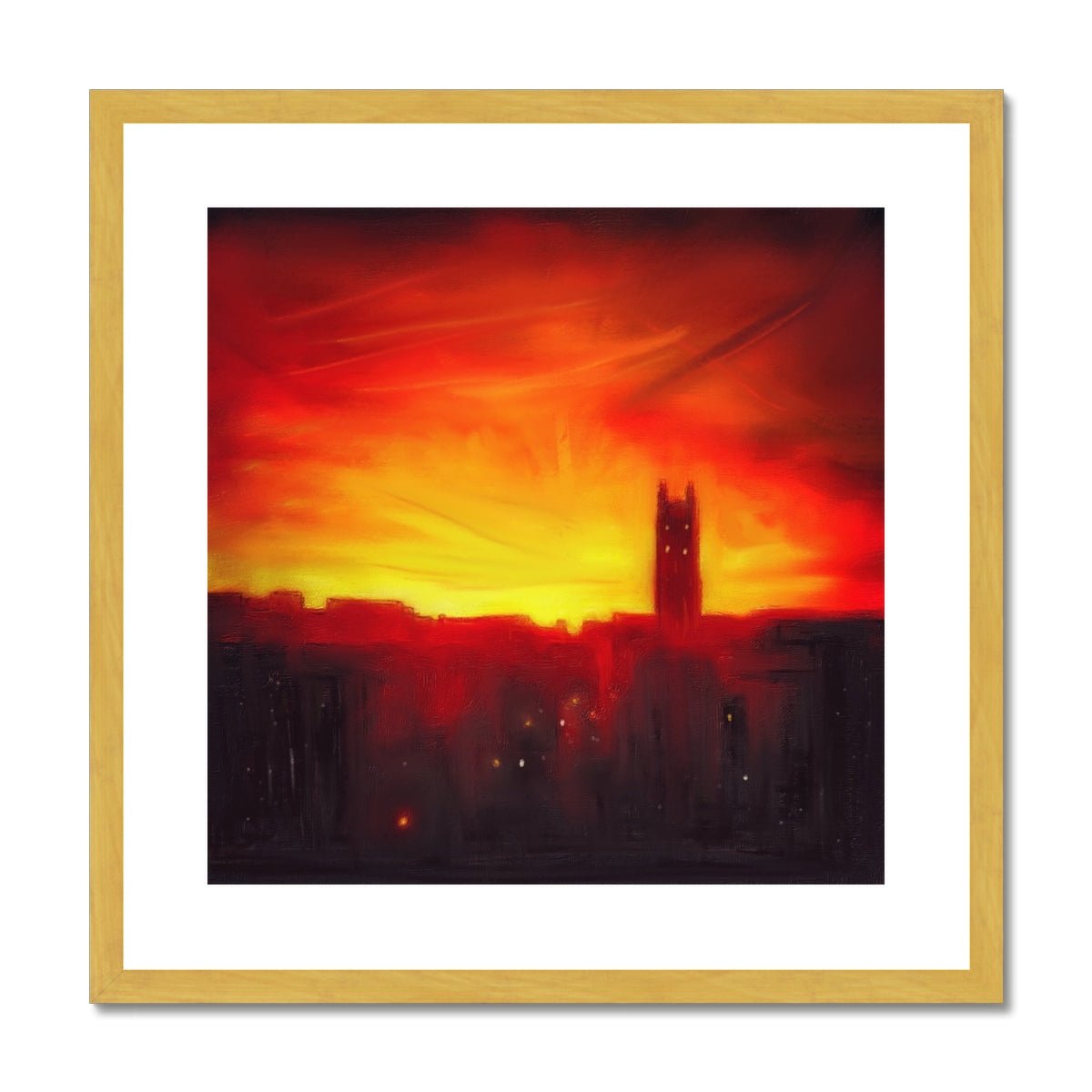 St Stephen's Church Sunset Painting | Antique Framed & Mounted Prints From Scotland