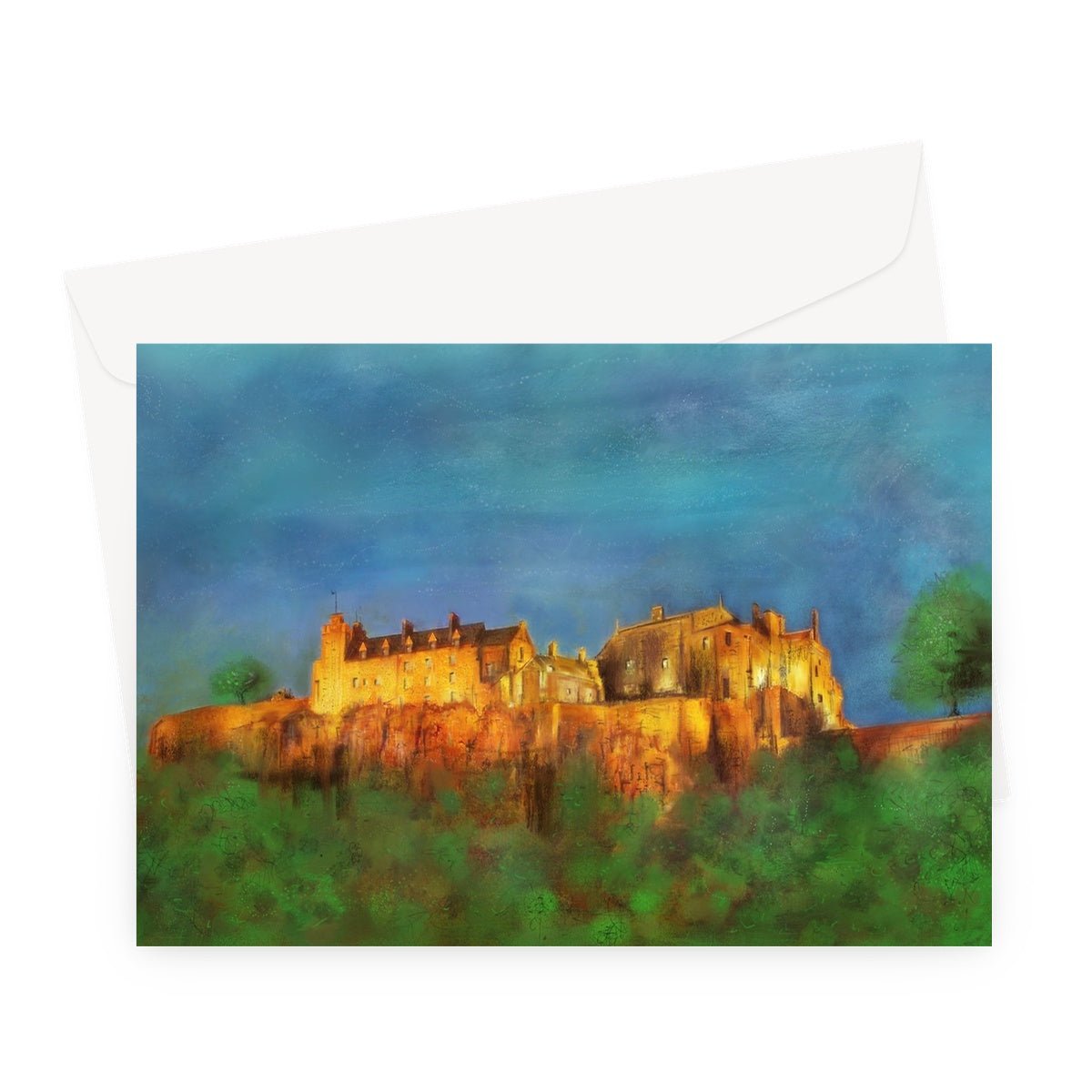 Stirling Castle Art Gifts Greeting Card-Greetings Cards-Scottish Castles Art Gallery-A5 Landscape-1 Card-Paintings, Prints, Homeware, Art Gifts From Scotland By Scottish Artist Kevin Hunter