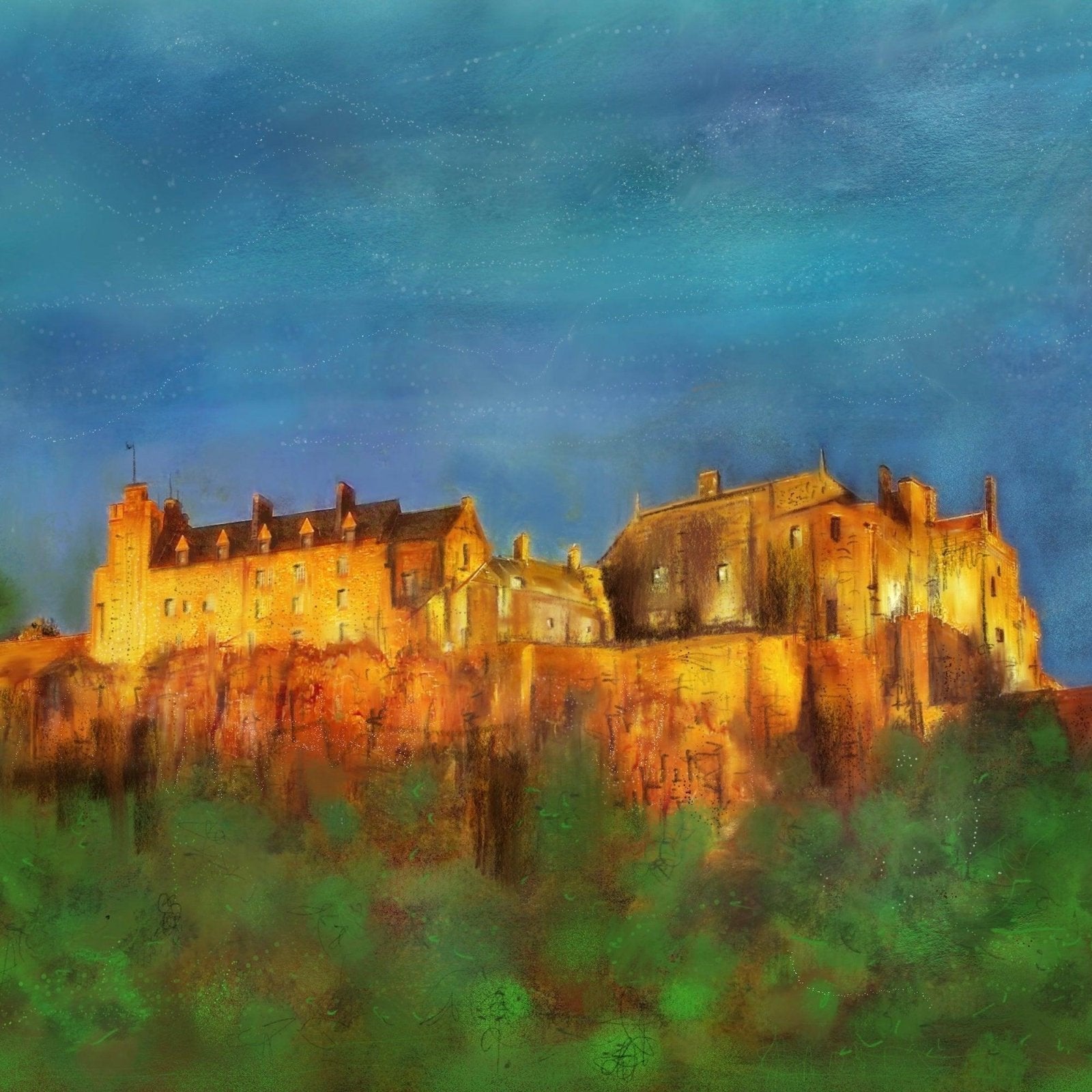 Stirling Castle Sunset Wooden Art Block