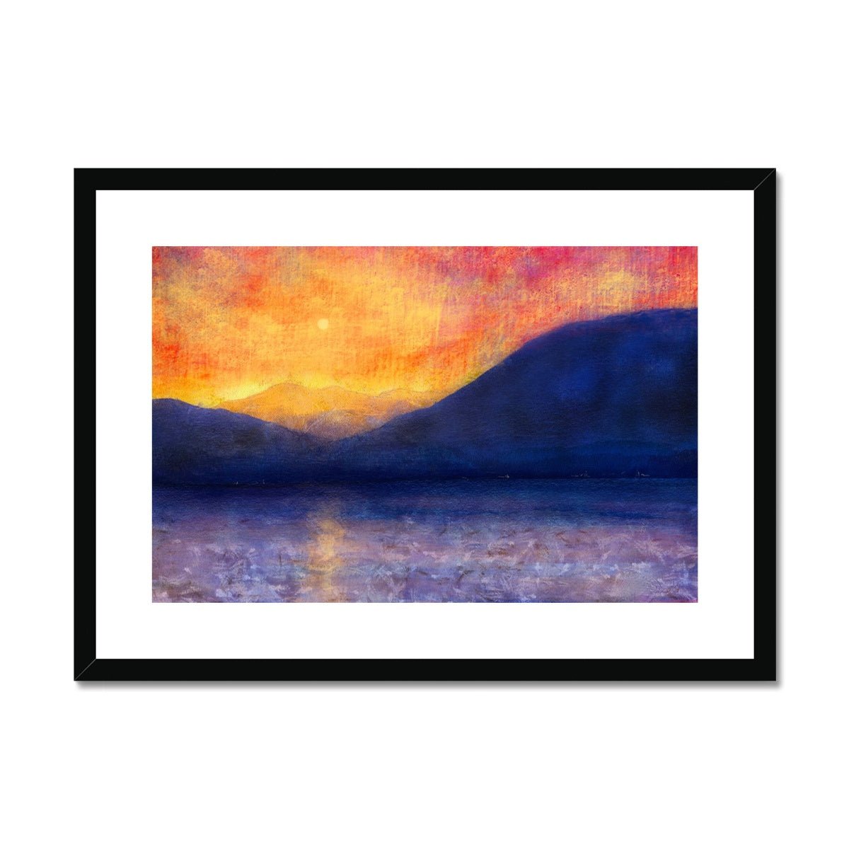Sunset Approaching Mull Painting | Framed & Mounted Prints From Scotland-Framed & Mounted Prints-Hebridean Islands Art Gallery-A2 Landscape-Black Frame-Paintings, Prints, Homeware, Art Gifts From Scotland By Scottish Artist Kevin Hunter