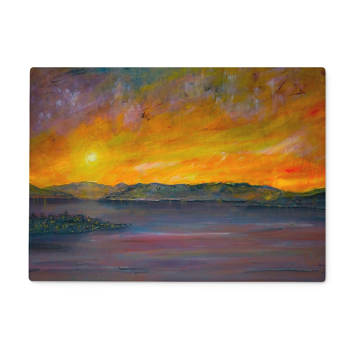 Sunset Over Gourock Art Gifts Glass Chopping Board