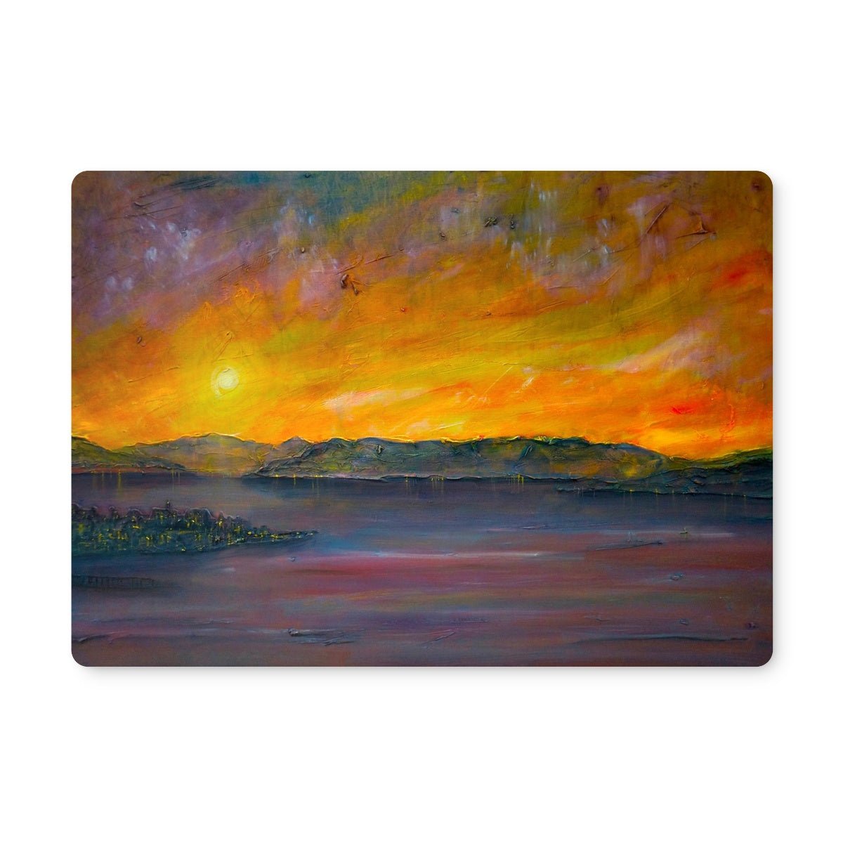 Sunset Over Gourock Art Gifts Placemat-Placemats-River Clyde Art Gallery-2 Placemats-Paintings, Prints, Homeware, Art Gifts From Scotland By Scottish Artist Kevin Hunter