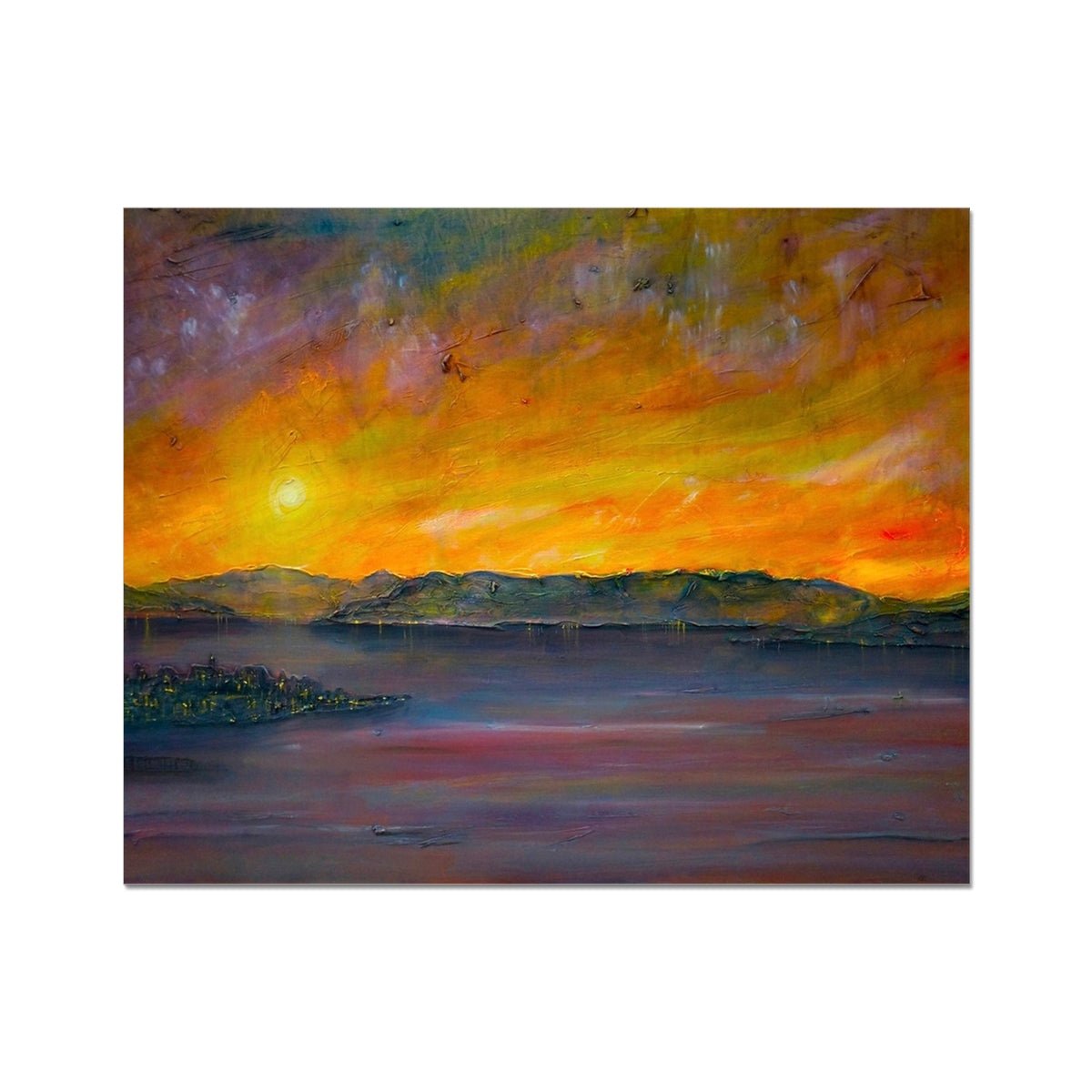 Sunset Over Gourock Painting | Artist Proof Collector Prints From Scotland-Artist Proof Collector Prints-River Clyde Art Gallery-20"x16"-Paintings, Prints, Homeware, Art Gifts From Scotland By Scottish Artist Kevin Hunter